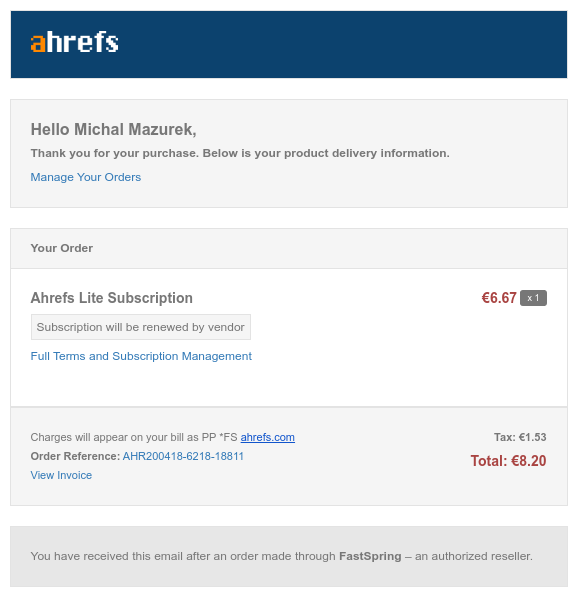 What I saw when I purchased an Ahrefs.com trial